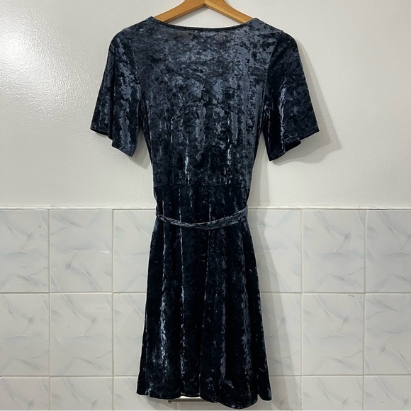 American Eagle Faux Wrap Mini Dress XS Blue Velvet Whimsigoth Fairy Grunge - Picture 4 of 9